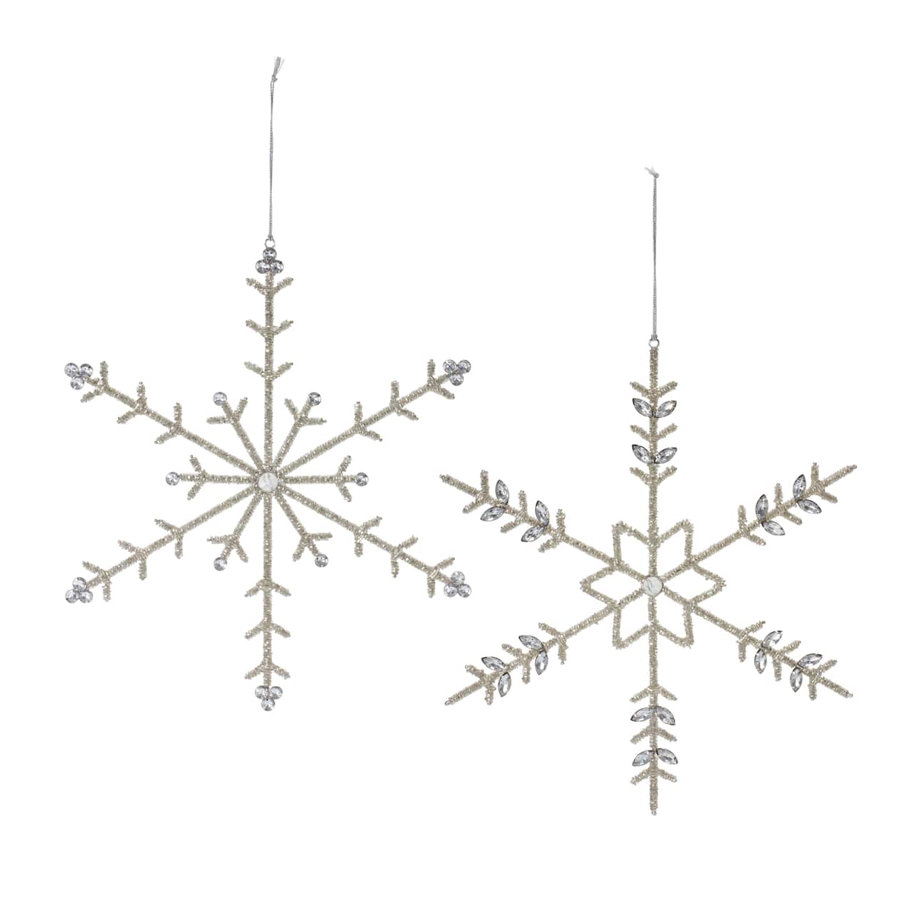 6ct. Jeweled Silver Metal & Glass Snowflake Ornaments